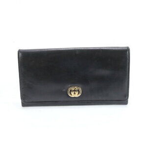 Gucci Leather Clutch Bag Handbag Shoulder Pouch Black